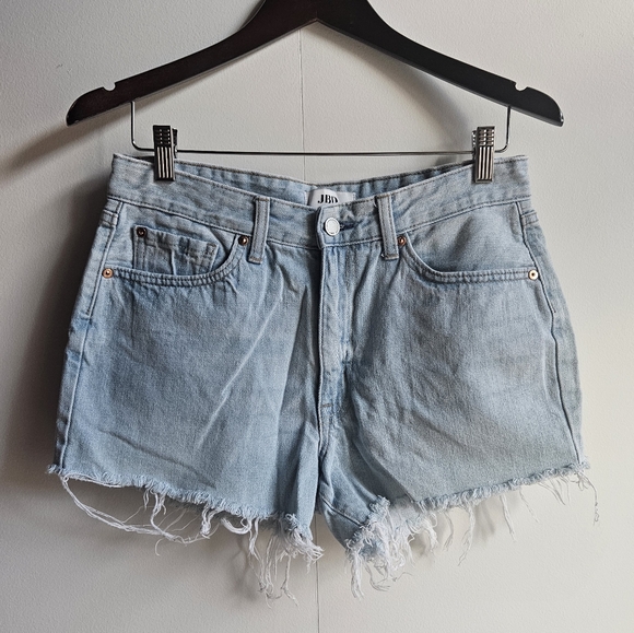Just Black Denim Pants - JBD High-Rise Light Wash Denim Shorts in Women's L